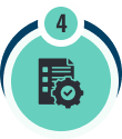 Document icon with a gear, indicating document settings or processing (step 4).