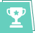 Trophy award icon on a teal square background, representing achievement