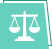 Balance scales icon symbolizing justice and fairness on a teal background.